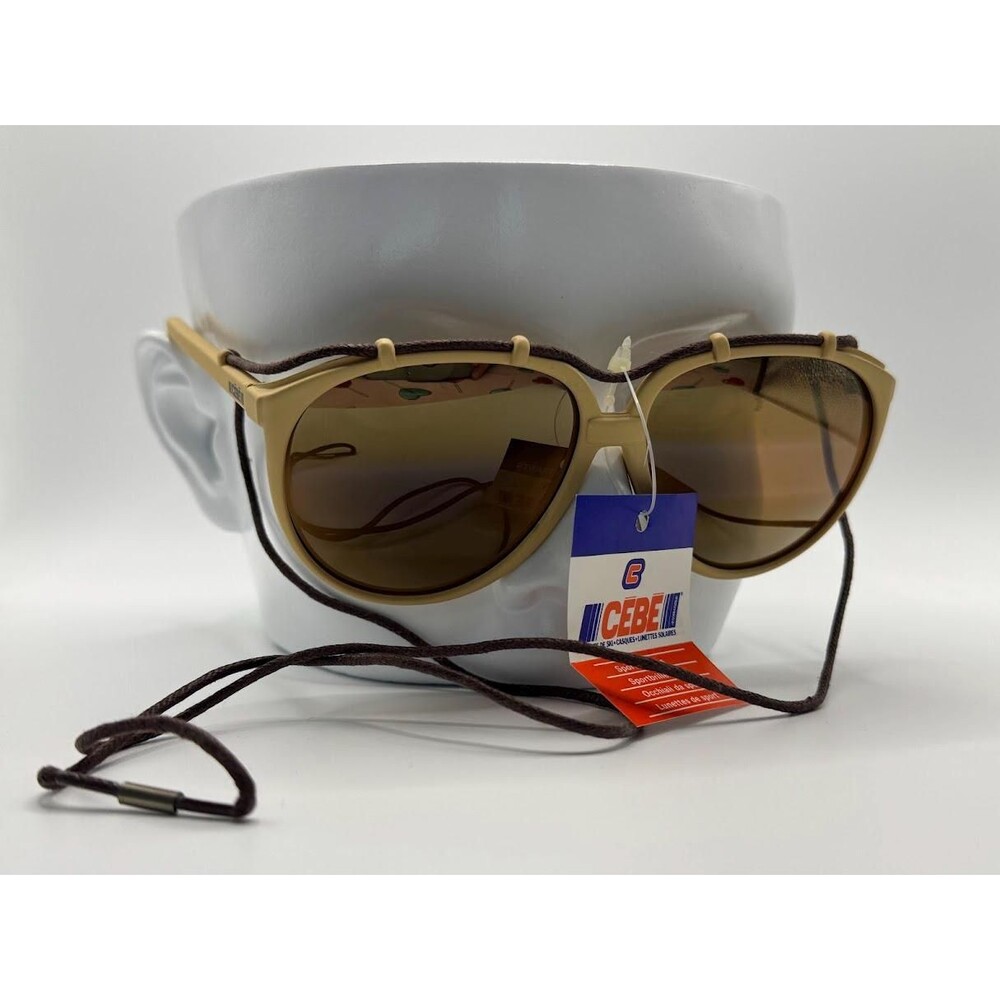 NWT Vintage Cebe Sport Sunglasses | Model 1912 | Khaki with Mirror Leash France